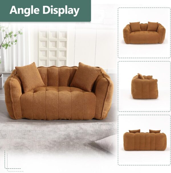 Giant Bean Bag Chairs Loveseat for Adults. Oversized Bean Bag Couch. Memory Foam Filled Floor Lounge Chair. Lazy Floor Sofa Chair with Armrests for Living Room. Bedroom. Apartment (2. Yellow)