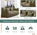 Giant Bean Bag Sofa Chairs Loveseat for Adults. Oversized Bean Bag Couch. Memory Foam Filled Floor Lounge Chair. Lazy Floor Sofa Chair with Two Pillows for Living Room. Bedroom. Apartment (Green)