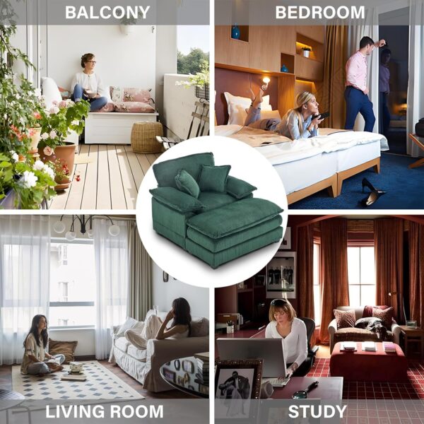 Chaise Lounge Chair Indoor. 56.3'' Oversized Chair with Ottoman. Comfy Upholstered Wide Sleeper Chaise Lounge Chair. Oversized Reading Chair. Chaise Lounge for Living Room. Bedroom