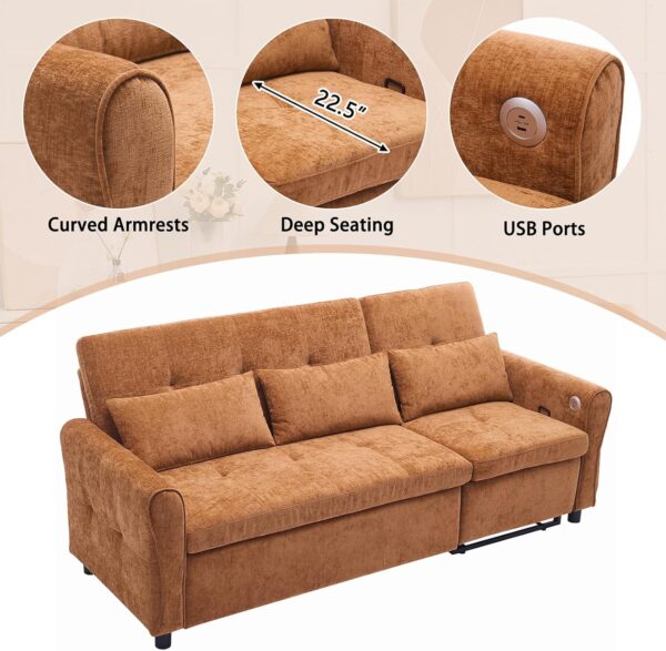 2-in-1 Sleeper Sofa with Pull Out Couch Bed and a Reversible Recliner