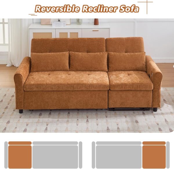 2-in-1 Sleeper Sofa with Pull Out Couch Bed and a Reversible Recliner