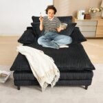 54.75" W Oversized Chaise Lounge Chair,Fluffy Cushioned Sofa Bed