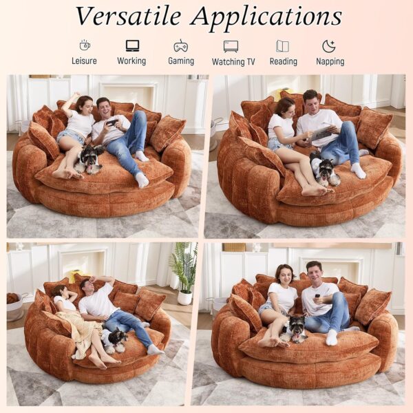 81.1 Inch Oversized Round Chaise Lounge Chair Indoor Sofa Bed with 14 Pillows for Living Room