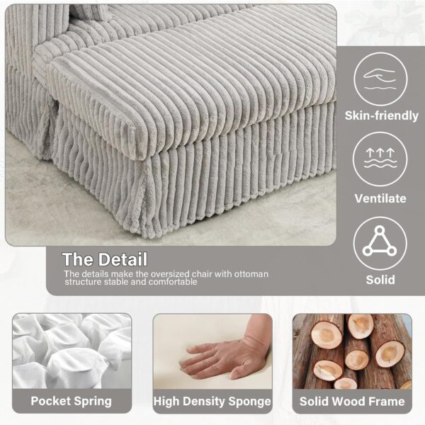 47.8 Oversized Chaise Lounge Chair with Ottoman