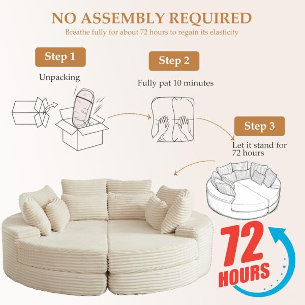 2-in-1 Folding Convertible Sofa Bed Oversized Upholstered Round Boneless Couch for Living Room