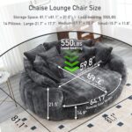 Oversized Chaise Lounge Chair Indoor .Round Chaise Lounge for Couples in Bedroom. Stylish Round Couch and Sleeper Sofa. Reading Chair in Living Room (Dark Grey)