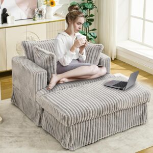 47.8 Oversized Chaise Lounge Chair with Ottoman