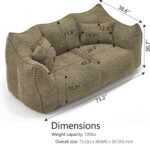 Giant Bean Bag Sofa Chairs Loveseat for Adults. Oversized Bean Bag Couch. Memory Foam Filled Floor Lounge Chair. Lazy Floor Sofa Chair with Two Pillows for Living Room. Bedroom. Apartment (Green)