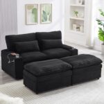 70.9 Oversized Double Lounge Chaise Loveseat Sofa with USB Ports Cup Holders