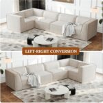 106 Modular Sectional Sofa Couches for Living Room. Modern L Shaped Boneless Cloud Couch with Deep Seat. Couch with Chaise Lounge. Chenille Fabric. No Assembly Required (Beige)