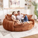 81.1 Inch Oversized Round Chaise Lounge Chair Indoor Sofa Bed with 14 Pillows for Living Room