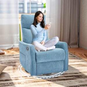 360° Electric Glider Rocking Nursery Recliner Chair with Heat and Massage for Women
