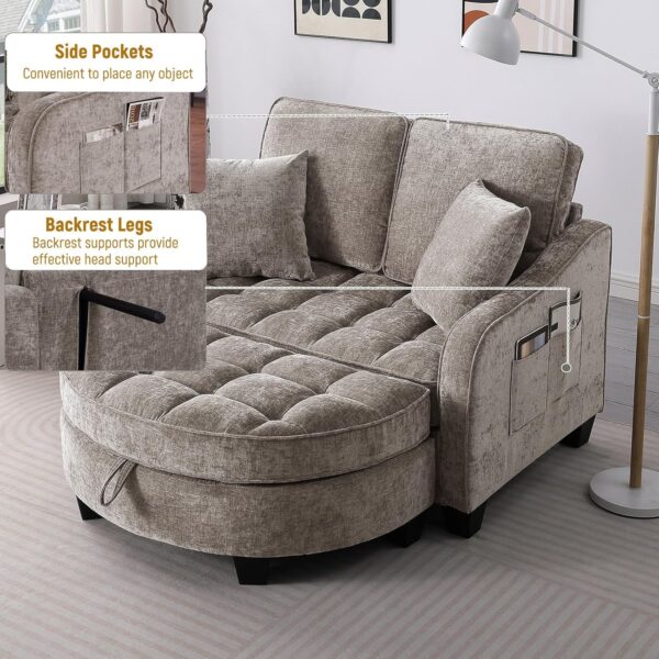 Convertible Futon Sofa Bed 54'' Futon Couch with Storage Ottoman