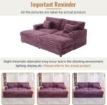 83.5 Oversized Double Lounge Chaise with USB Ports and Cup Holders