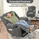 Power Lift Recliner Chair for Elderly. Electric Recliner Chairs with Extended Footrest for Adults. Oversized Recliner Chair with Remote Control. 2 Pockets and 2 Cup Holders. Velvet Fabric (Dark Grey)