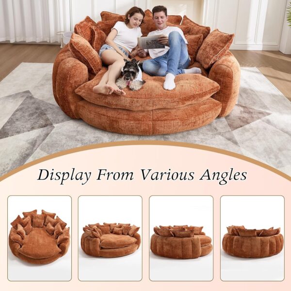 81.1 Inch Oversized Round Chaise Lounge Chair Indoor Sofa Bed with 14 Pillows for Living Room