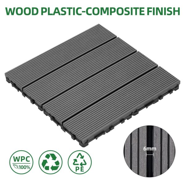 9 PCS Heavy-Duty & Recyclable Wood-Plastic Interlocking Deck Tiles 11.8 x 11.8- Outdoor and Indoor for Patio. Balcony. Porch. Backyard. Bedroom (Coffee)