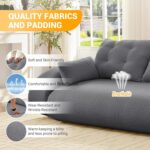 3-in-1 Convertible Sleeper Sofa Bed. 78.7 Teddy Fabric Foam-Filled Folding Floor Sofa Couch Bed. Convertible Loveseat Sleeper Guest Bed with 2 Pillows for Living Room Apartment Office (Grey)