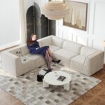 106 Modular Sectional Sofa Couches for Living Room. Modern L Shaped Boneless Cloud Couch with Deep Seat. Couch with Chaise Lounge. Chenille Fabric. No Assembly Required (Beige)