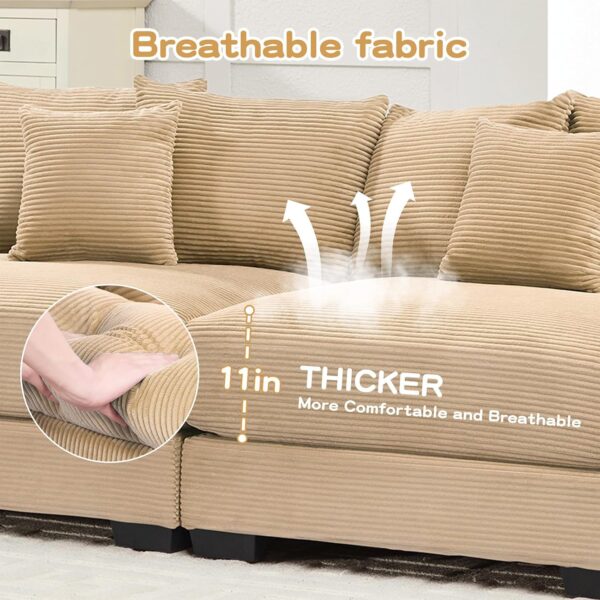 54.3 Oversized Accent Chair. Corduroy Armchair. 24in Extra Deep Seats. Modern Lounge Chair. Upholstered Reading Chair for Living Room & Bedroom