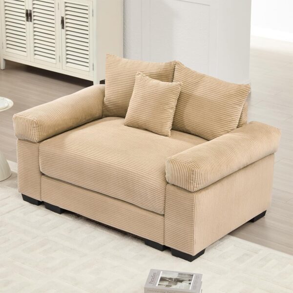 54.3 Oversized Accent Chair. Corduroy Armchair. 24in Extra Deep Seats. Modern Lounge Chair. Upholstered Reading Chair for Living Room & Bedroom