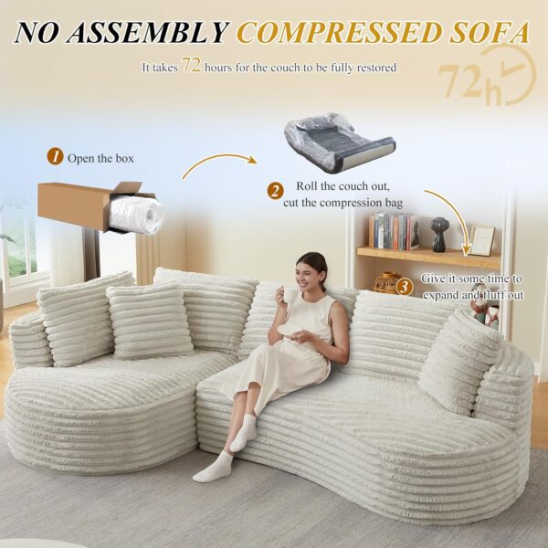 120'' Boneless Modular Sectional Curved Sofa No Assembly Required