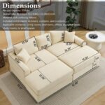 Oversized Loveseat with 2 Ottomans. 82.7 Corduroy Couch. Sectional Sleeper Sofa with Back Pillows. 2 Toss Pillows Upholstered Sofa Deep Seat Couch for Living Room and Bedroom (Beige)