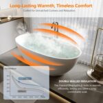 71″ Freestanding Solid Surface Bathtub. Oval Thick Edge Matte White Stone Resin Stand Alone Soaking Tub. Ergonomic Free standing Flatbottom Tubs with Overflow. Pop-up Drain (Matte White. 71)