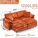84.6 Oversized Double Chaise Lounges Indoor with 2 Ottoman