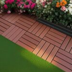 Plastic Interlocking Deck Tiles. 44 Pack Patio Deck Tiles. 12x12 Square Outdoor All Weather Use. Outdoor and Indoor Patio Decking Tiles for Porch. Poolside. Balcony. Backyard (Brown)