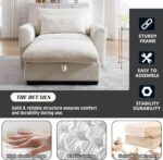 Chaise Lounge Chair Indoor with Ottoman. Comfy Corduroy Oversized Chaise Lounge with Storage Box. 51 W Modern Soft Single Sofa Reading Chair for Living Room. Bedroom. Office. Apartment (Beige)