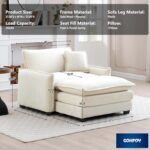 Oversized Chaise Lounge Chair Indoor with Ottoman. 37 W Corduroy Single Sofa Chair. Modern Couch with Deep Seat. Sleeper Chair Comfy Cloud Couch for Living Room Bedroom Office Apartment