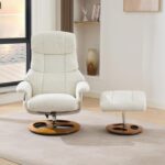 Ergonomic Recliner Chair with Ottoman, Modern 360° Swivel Lounge Chair with Footstool