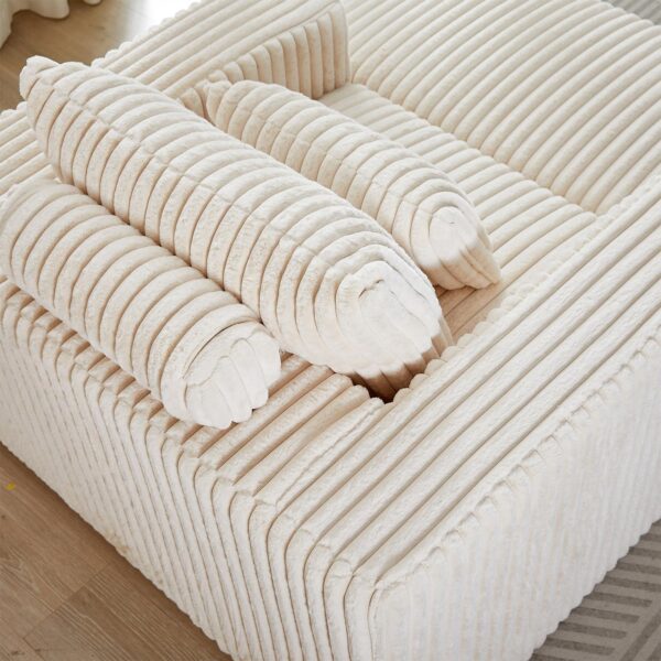 Oversized Chaise Lounge Chair Indoor with Removable Ottoman. 48.5 Comfy Thicked Upholstered Recliner Corduroy Couch. Leisure Sleeper Chair for Living Room. Bedroom. No Assembly Required