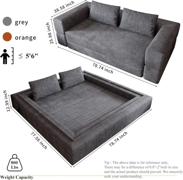 78 Inch Futon Sofa Bed 2-in-1 Folding Convertible Sofa Bed