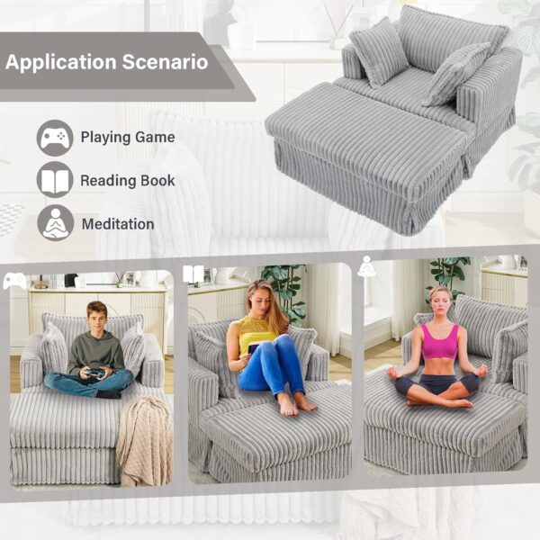 47.8 Oversized Chaise Lounge Chair with Ottoman