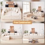 130 Modular Sectional Sofa. Cloud Couch. Modern Modular L-Shape Sofa Couch with Chaise.Upholstered Couches Sectional Couch with Deep Seat for Living Room Bedroom (Beige)