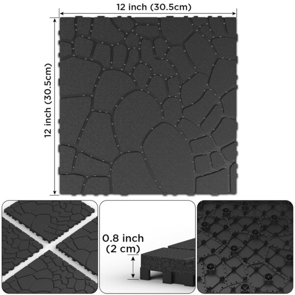 44 PCS Plastic Interlocking Deck Tiles. 12 x 12 Patio Outdoor Deck Tiles. Easy and Quick Installation. Patio Floor Decking Tiles for Porch. Poolside. Balcony. Backyard. Indoor and Outdoor Use