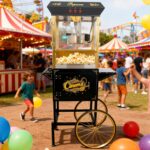 Upgraded 16oz Commercial Popcorn Machine with Cart 850W for Home Party
