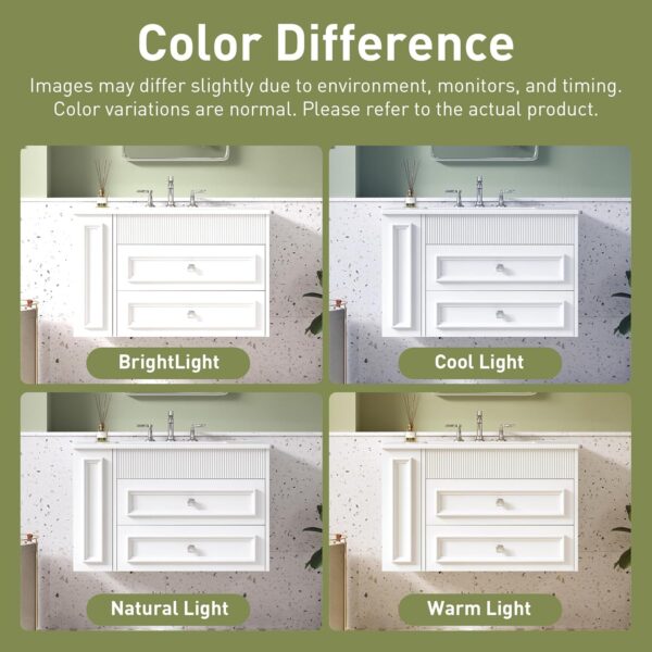 30 Inches Bathroom Vanity with Sink MDF. Wall Mounted Floating Cabinets w/Double Drawers. 3 Holes Single Ceramic Sink Combo Set Modern Storage Cabinet (White)