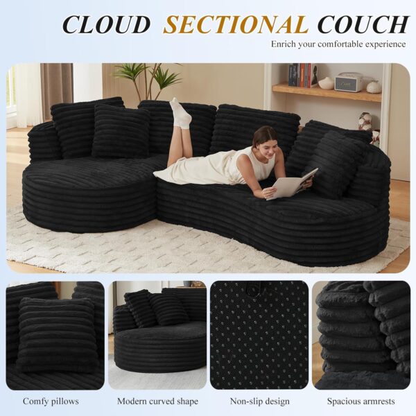 120'' Boneless Modular Sectional Curved Sofa No Assembly Required