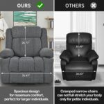 Power Lift Recliner Chair for Elderly. Electric Recliner Chairs with Extended Footrest for Adults. Oversized Recliner Chair with Remote Control. 2 Pockets and 2 Cup Holders. Velvet Fabric (Dark Grey)