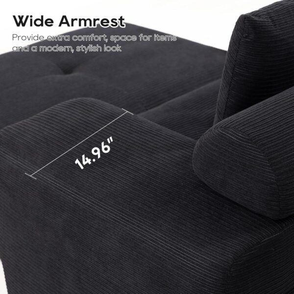 120 Sectional Couches for Living Room. Cloud Sectional Couch with L-Shape Chaise. Modern Modular Sofa Corduroy Couch. Deep Seat Comfort. No Assembly Required (Black)