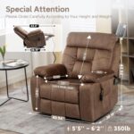 Cloud Power Lift Recliner with 26'' Extra Wide Seat for Large Weight Elderly. Maximum Weight 400lb. Velvet Comfort Lift Lazy Boy Recliner Chair with Massage and Lumbar Heat with Cup Holder and Pocket