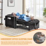 35 Convertible Chair Bed. Sleeper Chair. 3 in 1 Modern Velvet Pull Out Sofa Chair. Small Tufted Single Sleeper Chair with Adjustable Backrest/Pillow for Living Room. Small Spaces (Black)