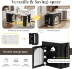 Extendable Dining Table for 4-6. 33''-59'' Extending Dining Table w/Removable Leaves Space Saving. Mobile Rolling Island Tables with Power Outlet Wooden Adjustable Tables for Kitchen (Black)