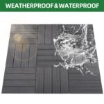 9 PCS Heavy-Duty & Recyclable Wood-Plastic Interlocking Deck Tiles 11.8 x 11.8- Outdoor and Indoor for Patio. Balcony. Porch. Backyard. Bedroom (Coffee)