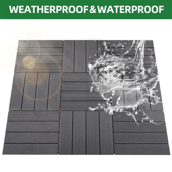 9 PCS Heavy-Duty & Recyclable Wood-Plastic Interlocking Deck Tiles 11.8 x 11.8- Outdoor and Indoor for Patio. Balcony. Porch. Backyard. Bedroom (Coffee)