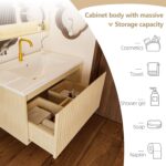 30'' Fluted Bathroom Vanity with Sink Combo. Floating Sink Bathroom Vanity Wall-Mounted Bath Room Vanities with Drawers. Bath Storage Cabinet (Wood)