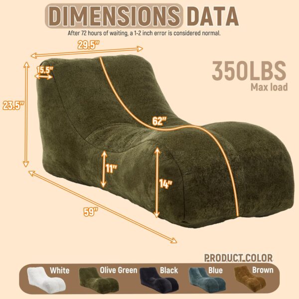 59'' Chaise Lounge Chair Indoor Bean Bag Yoga Chairs for Adults